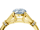 Yellow gold Fancy Blue Oval  Brilliant Solitaire with Pave Band and Four-Prong Setting_24