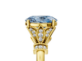 Yellow gold Fancy Blue Oval  Brilliant Solitaire with Pave Band and Four-Prong Setting_25