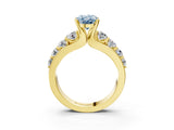 Yellow gold Fancy Blue Oval  Brilliant Solitaire with Side Stones on a Pave Band and Four-Prong Setting_27