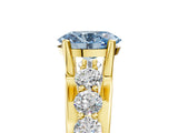 Yellow gold Fancy Blue Oval  Brilliant Solitaire with Side Stones on a Pave Band and Four-Prong Setting_42