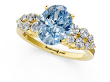 Yellow gold Fancy Blue Oval  Cluster Diamond Engagement Ring with Pavé Band and Four-Prong Setting_49