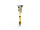 Yellow gold Fancy Blue Oval  Cluster Diamond Engagement Ring with Pavé Band and Four-Prong Setting_50