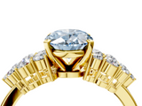 Yellow gold Fancy Blue Oval  Cluster Diamond Engagement Ring with Pavé Band and Four-Prong Setting_52