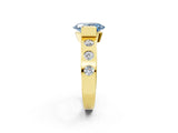Yellow gold Fancy Blue Oval Cut Brilliant Channel-Set Diamond Ring with Bezel Prong Setting_2