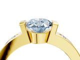 Yellow gold Fancy Blue Oval Cut Brilliant Channel-Set Diamond Ring with Bezel Prong Setting_4