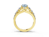 Yellow gold Fancy Blue Oval Cut Brilliant Diamond Pavé Band with Six-Prong Setting_15