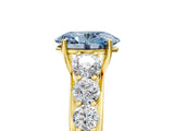 Yellow gold Fancy Blue Oval Cut Brilliant Diamond Pavé Band with Six-Prong Setting_17