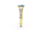 Yellow gold Fancy Blue Oval Cut Brilliant Diamond Pavé Band with Six-Prong Setting_2