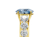 Yellow gold Fancy Blue Oval Cut Brilliant Diamond Pavé Band with Six-Prong Setting_5