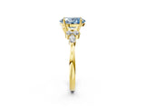 Yellow gold Fancy Blue Oval Cut Brilliant Diamond Solitaire Ring with Pear Side Stones and Four-Prong Setting_5