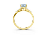 Yellow gold Fancy Blue Oval Cut Brilliant Diamond Solitaire Ring with Pear Side Stones and Four-Prong Setting_6