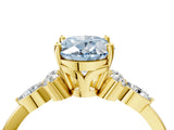 Yellow gold Fancy Blue Oval Cut Brilliant Diamond Solitaire Ring with Pear Side Stones and Four-Prong Setting_7