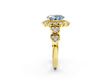 Yellow gold Fancy Blue Oval Cut Brilliant Milgrain Pave Heart Band Solitaire Ring_2