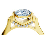 Yellow gold Fancy Blue Oval Cut Brilliant Solitaire Diamond Ring with Channel Set Band and Bar Prong Setting_4