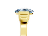 Yellow gold Fancy Blue Oval Cut Brilliant Solitaire Diamond Ring with Channel Set Band and Bar Prong Setting_5