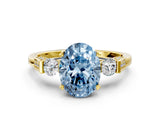 Yellow gold Fancy Blue Oval Cut Brilliant Three-Stone Pave Band with Four-Prong Setting_6