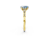 Yellow gold Fancy Blue Oval Cut Brilliant Three-Stone Pave Band with Four-Prong Setting_8
