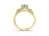 Yellow gold Fancy Blue Oval Cut Brilliant Three-Stone Pave Band with Four-Prong Setting_9