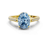 Yellow gold Fancy Blue Oval  Cut Cathedral Pave Diamond Engagement Ring with Six-Prong Setting_33