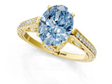Yellow gold Fancy Blue Oval  Cut Cathedral Pave Diamond Engagement Ring with Six-Prong Setting_34