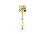 Yellow gold Fancy Blue Oval  Cut Cathedral Pave Diamond Engagement Ring with Six-Prong Setting_35