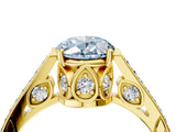 Yellow gold Fancy Blue Oval  Cut Cathedral Pave Diamond Engagement Ring with Six-Prong Setting_37