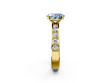Yellow gold Fancy Blue Oval  Cut Channel Set Diamond Engagement Ring with Four-Prong Setting_255
