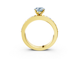 Yellow gold Fancy Blue Oval  Cut Channel Set Diamond Engagement Ring with Four-Prong Setting_256