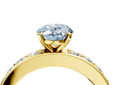 Yellow gold Fancy Blue Oval  Cut Channel Set Diamond Engagement Ring with Four-Prong Setting_257