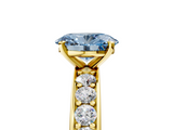 Yellow gold Fancy Blue Oval  Cut Channel Set Diamond Engagement Ring with Four-Prong Setting_258