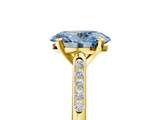 Yellow gold Fancy Blue Oval  Cut Channel Set Solitaire Engagement Ring with Four-Prong Setting_217