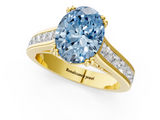 Yellow gold Fancy Blue Oval  Cut Channel Set Solitaire Engagement Ring with Prong Setting_21