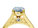 Yellow gold Fancy Blue Oval  Cut Channel Set Solitaire Engagement Ring with Prong Setting_24