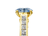 Yellow gold Fancy Blue Oval  Cut Channel Set Solitaire Engagement Ring with Prong Setting_25