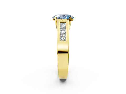 Yellow gold Fancy Blue Oval Cut Cut Channel Set Solitaire Ring with Four-Prong Setting_2