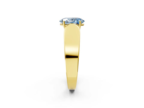 Yellow gold Fancy Blue Oval Cut Cut Diamond Channel Set Solitaire Ring with Four-Prong Setting_2