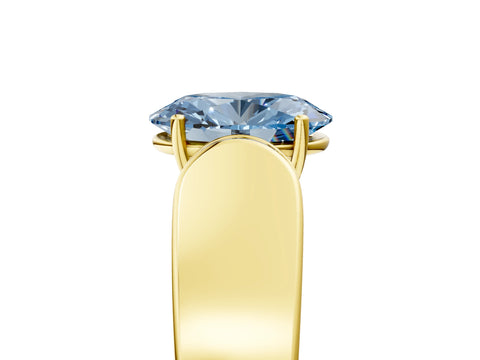 Yellow gold Fancy Blue Oval Cut Cut Diamond Channel Set Solitaire Ring with Four-Prong Setting_5