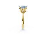 Yellow gold Fancy Blue Oval Cut Cut Diamond Cluster Ring with Solitaire Band and Four-Prong Setting_2