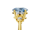Yellow gold Fancy Blue Oval Cut Cut Diamond Cluster Ring with Solitaire Band and Four-Prong Setting_5