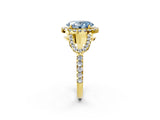 Yellow gold Fancy Blue Oval Cut Cut Diamond Halo Engagement Ring with Open Split Pavé Band_2