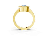 Yellow gold Fancy Blue Oval Cut-Cut Diamond Halo Engagement Ring with Pave Band and Prong Setting_3