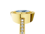 Yellow gold Fancy Blue Oval Cut-Cut Diamond Halo Engagement Ring with Pave Band and Prong Setting_5