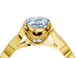 Yellow gold Fancy Blue Oval Cut Cut Diamond Twisted Band with Milgrain Pave Setting and Four-Prong Setting_4