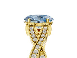 Yellow gold Fancy Blue Oval Cut Cut Diamond Twisted Band with Milgrain Pave Setting and Four-Prong Setting_5