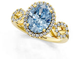 Yellow gold Fancy Blue Oval Cut Cut Halo Diamond Infinity Band with Four-Prong Setting_1