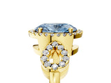 Yellow gold Fancy Blue Oval Cut Cut Halo Diamond Infinity Band with Four-Prong Setting_5