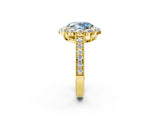 Yellow gold Fancy Blue Oval Cut Cut Halo Diamond Pavé Engagement Ring with Milgrain Detailing_2