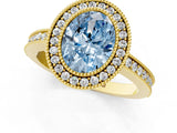 Yellow gold Fancy Blue Oval Cut Cut Halo Pavé Diamond Ring_1