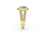 Yellow gold Fancy Blue Oval Cut Cut Halo Split Shank Prong Set Ring_2