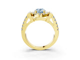 Yellow gold Fancy Blue Oval Cut Cut Halo Split Shank Prong Set Ring_3